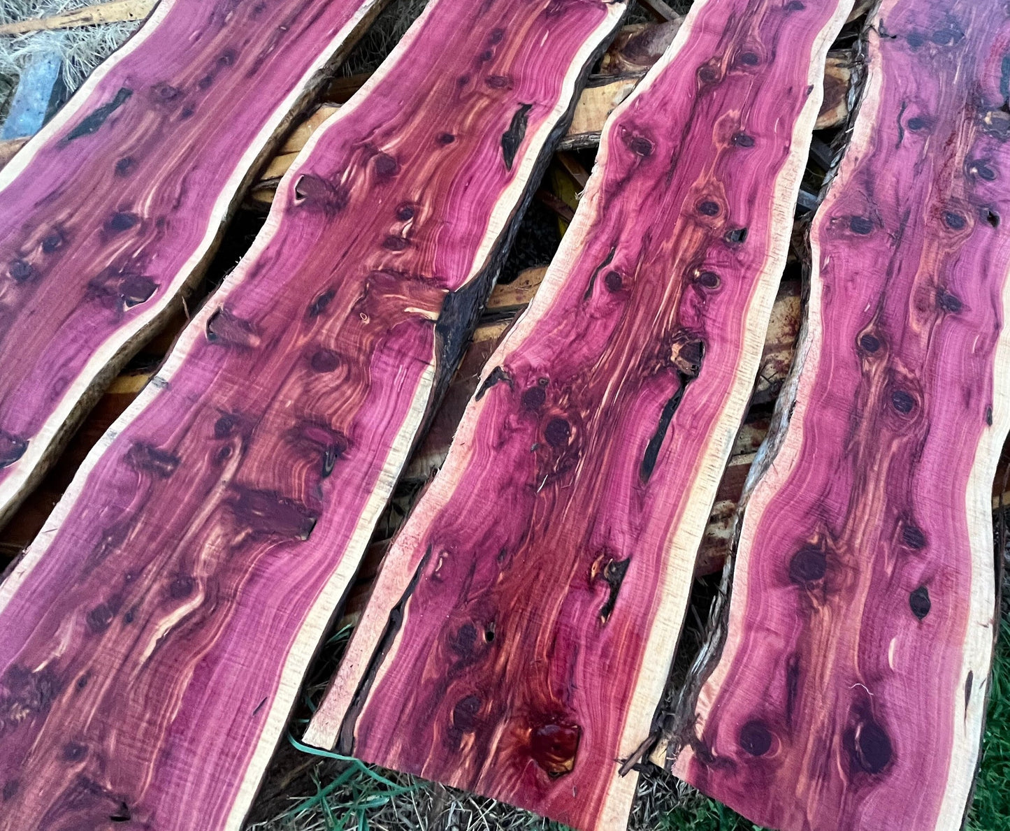 1" Thick Rough Cut Eastern Red Cedar Live Edge Slabs for Charcuterie Boards, Furniture, Table and Bar Tops, Shelves, and More - Kiln Dried