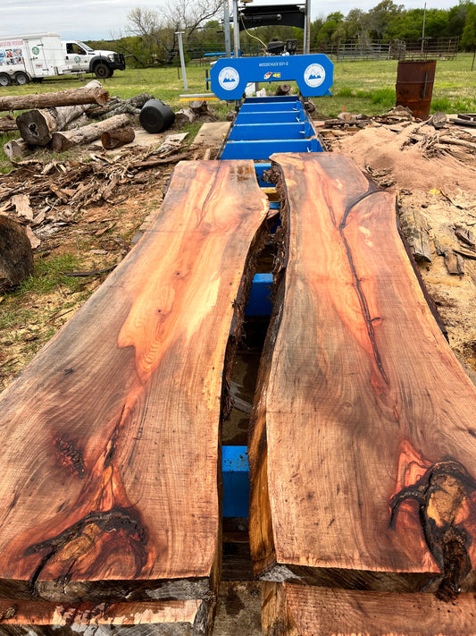 2" Thick Rough Cut Pecan Live Edge Slabs for Charcuterie Boards, Furniture, Tables and Bar Tops, Shelves, and More - Kiln Dried